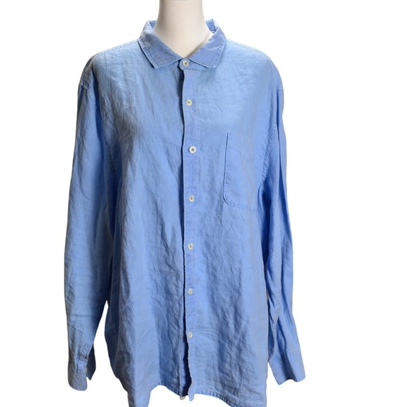 Tommy Bahama Other - Tommy Bahama Blue Linen Button Up Shirt Long Sleeve Relaxed Fit Breathable Soft